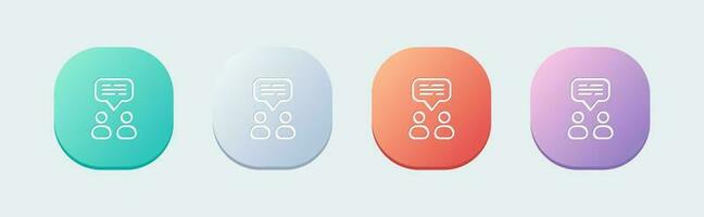 Group chat line icon in flat design style. Dialogue signs vector illustration.