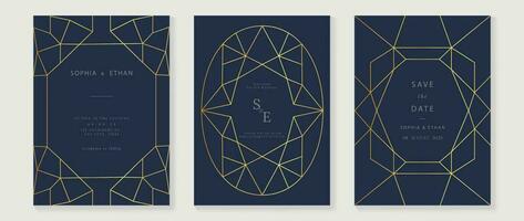 Luxury geometric pattern cover template. Set of art deco poster design with golden line, ornament, shapes, borders. Elegant graphic design perfect for banner, background, wallpaper, invitation. vector