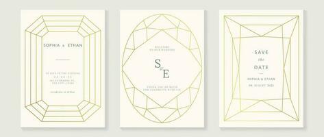 Luxury geometric pattern cover template. Set of art deco poster design with golden line, ornament, shapes, borders. Elegant graphic design perfect for banner, background, wallpaper, invitation. vector