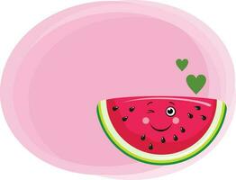 Funny watermelon slice with blank label background vector