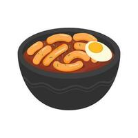 tteokbokki o topokki arroz pastel palo coreano calle comida vector