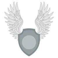 shield with wings on chevron pattern. vector image