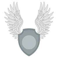 shield with wings on chevron pattern. vector image