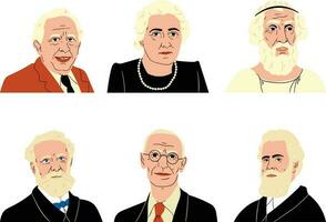 Set of portraits of old people. Vector illustration in flat style.