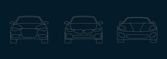 coche frente ver icono y ilustración línea estilo vector