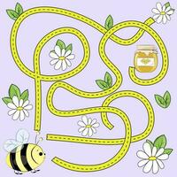 Maze game. Help the butterfly find the flower. Insect themed activity for kids, babies vector