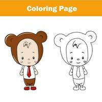 Coloring page drawing game for children. Copy colors coloring book kids activity vector