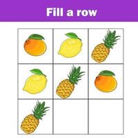 What comes next educational children game. Kids activity sheet, training logic, continue the row task vector