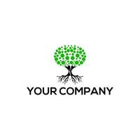 tree with roots and dot leaf logo design vector