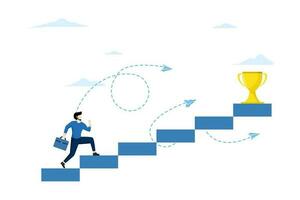 people run towards their goal on ladders or columns, climbing to their dreams. Motivation, the path to achieve the goal, White background isolated vector illustration.