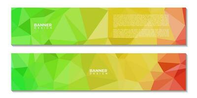 set of abstract creative banners with yellow green and red colorful background with triangles shape vector illustration