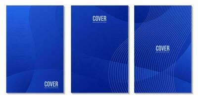 set of abstract creative covers with blue waves colorful background vector illustration