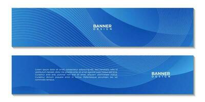 A set of banners with abstract blue wave gradient background vector