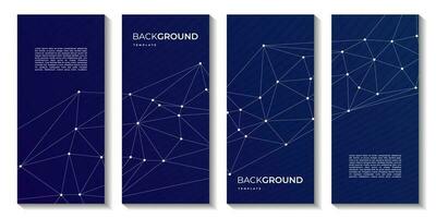 A set of brochures with digital technology with plexus background vector