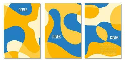 A set of covers with abstract summer colorful art background illustration vector