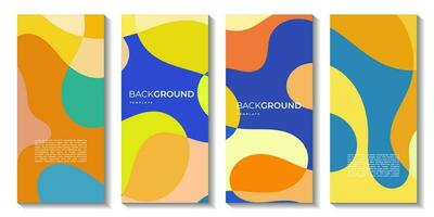 A set of brochures with abstract summer colorful art background illustration vector