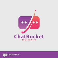 chat logo design, rocket chat logo template inspiration. vector