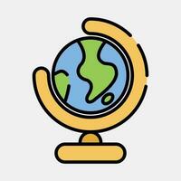 Icon globe. School and education elements. Icons in filled line style. Good for prints, posters, logo, advertisement, infographics, etc. vector