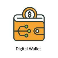 Digital Wallet Vector  Fill outline Icons. Simple stock illustration stock