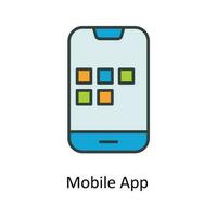 Mobile App Vector  Fill outline Icons. Simple stock illustration stock