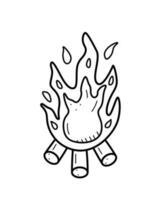 Bonfire vector doodle illustration, bonfire icon  is a fire on firewood.