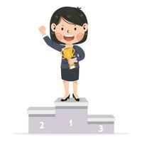 female entrepreneur standing together on the winners podium vector