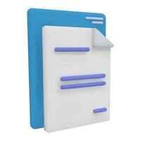 3d render Icon of Document Paper  Files. Business Concept. Isolated Vector Illustration