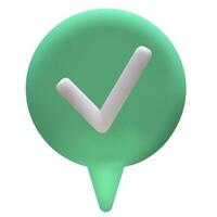 3d render check approval  bubble. Green circle on white background vector