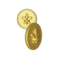 3d render do fleur de lis dourado moeda ícone. png