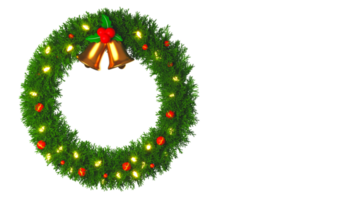 3d rendre de vide Noël couronne avec d'or tinter cloches élément. png