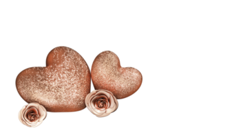 3D Render Of Glittering Hearts With Rose Flowers Element. png