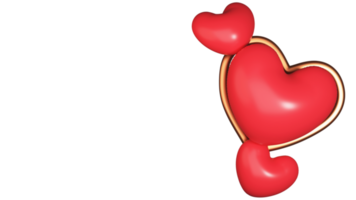 parte superior ver de realista corazón conformado globos elemento en rojo y dorado color. 3d representación. png