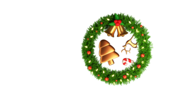 3D Render Of Decorative Christmas Wreath With Festival Elements. png