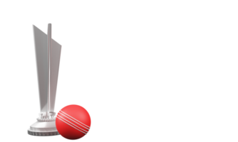 3D Render Silver Winner Trophy Cup With Cricket Ball And Copy Space. png