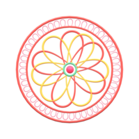 3d hacer de círculos geométrico superposición mandala icono en rojo y amarillo color. png