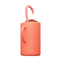 3D Render Of Choco Milkshake Mug Icon In Pastel Red Color.3D Render Of Choco Milkshake Mug Icon In Pastel Red Color. png