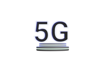 Alto Rapidez 5g rede conexão sobre néon pódio dentro 3d renderizar. png