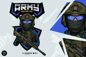 Army Soldier Mascot logo for esports and sport vector