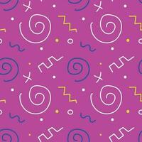 Seamless pattern from the 90s of spirals and squiggles vector