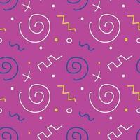 Seamless pattern from the 90s of spirals and squiggles vector