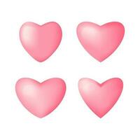 Vector Illustration, Pink hearts different shapes