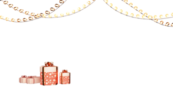 3D Gift Boxes With Lighting Garland Decorated Background With Copy Space. png