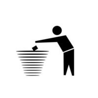 Person Throwing Garbage icon isolated on white background. Vector illustration