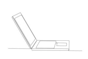 A laptop facing the left forms an acute angle vector