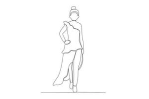 Side view of a fashion show model on stage vector