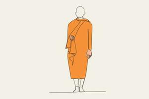 Color illustration of a man wearing full monk clothing vector