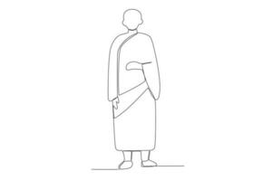 A monk stands folding one hand vector