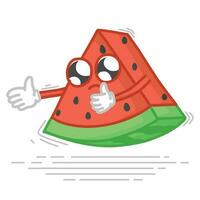 Cute cartoon watermelon. Cartoon fruit character set. Funny emoticon in flat style. Food emoji vector illustration