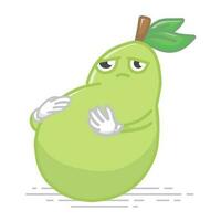 Cute cartoon guava. Cartoon fruit character set. Funny emoticon in flat style. Food emoji vector illustration