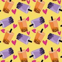 Seamless pattern with bubble tea. Cute pattern for decoration. Seamless with wrapping paper and decoration. vector